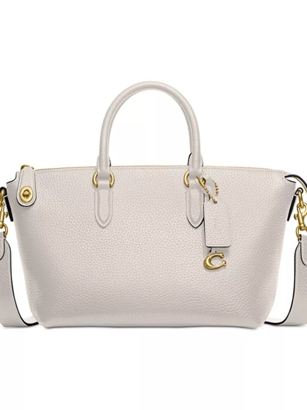 COACH Cara Soft Pebble Leather Crossbody Satchel Chalk NEW